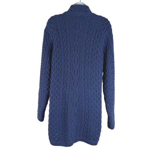 Aran Crafts Crossover Neck Fisherman Cardigan Sweater Large Blue CJ-2154 - Picture 5 of 8